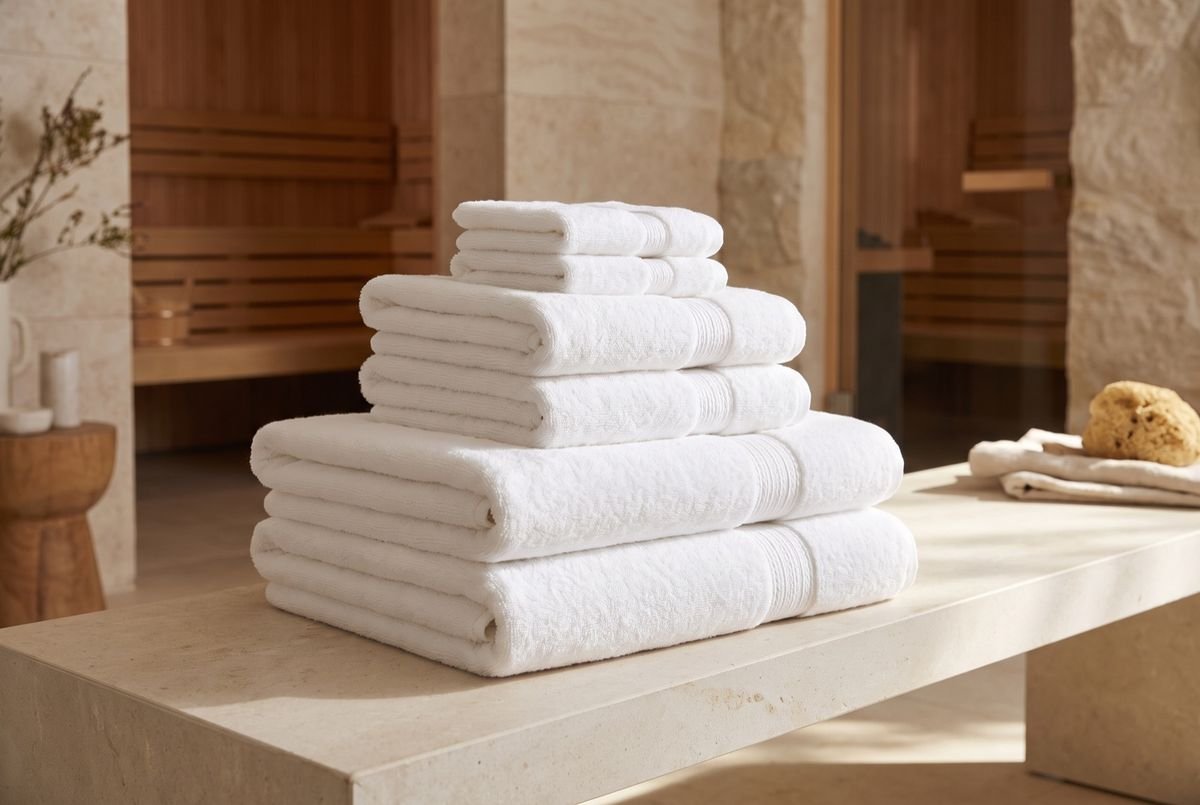 Pile de serviettes d'hôtel blanches dans un spa
