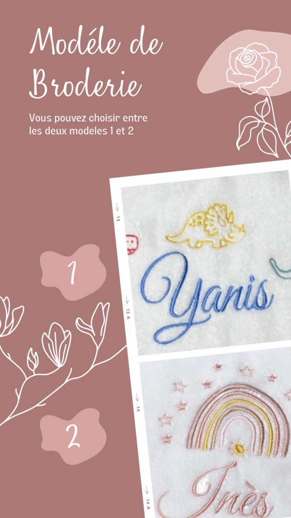 Pink Organic Embroidery Contest Your Story (1) Peignoir Enfant