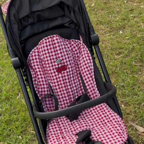 Assise poussette vichy bordeaux cerise