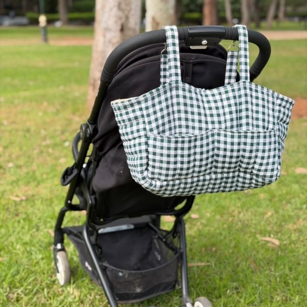 Sac poussette vichy vert
